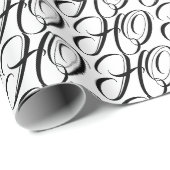 Papier Cadeau Élégante typographie noir blanc HOHO (Coin rond)