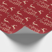 Papier Cadeau Élégante typographie or Joyeux rennes de Noël (Coin)