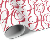Papier Cadeau Élégante typographie rouge blanc HO HO HO HO (Coin rond)