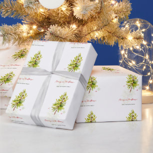 Papier Cadeau Élégante verdure Botanique Joyeux Noël