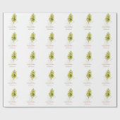 Papier Cadeau Élégante verdure Botanique Joyeux Noël (Plat)