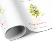 Papier Cadeau Élégante verdure Botanique Joyeux Noël (Coin rond)