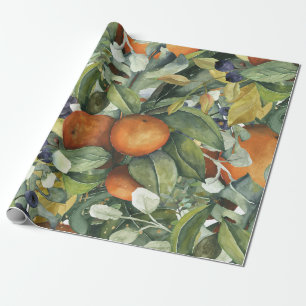 Papier Cadeau Élégante verdure des agrumes botaniques
