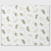 Papier Cadeau Élégante verdure et mariage doré (Plat)