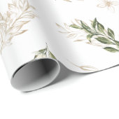 Papier Cadeau Élégante verdure & mariage doré (Coin rond)