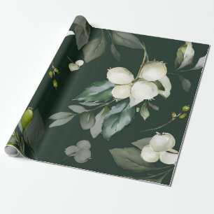 Papier Cadeau Élégante verdure Papier blanc à enveloppement flor
