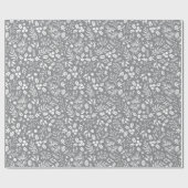 Papier Cadeau Élégantes botaniques d'hiver en gris et blanc (Plat)