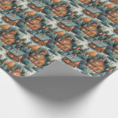 Papier Cadeau Elégantes couleurs pastel maisons de Noël en forêt (Coin)