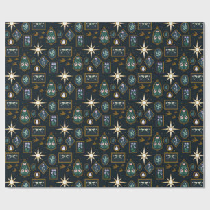 Papier Cadeau Élégantes Étoiles Célestes Whimsigoth Halloween