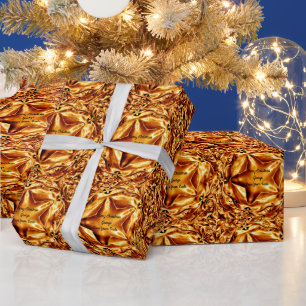 Papier Cadeau Élégantes Étoiles de Noël en cuivre or