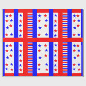 Papier Cadeau Elégantes étoiles et rayures Motif USA couleurs du (Plat)