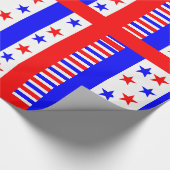 Papier Cadeau Elégantes étoiles et rayures Motif USA couleurs du (Coin)