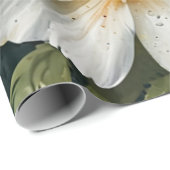 Papier Cadeau Élégantes Fleurs Blanches Adorables Aquarelle Chic (Coin rond)