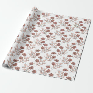 Papier Cadeau Élégantes fleurs de pavot Motif sans couture