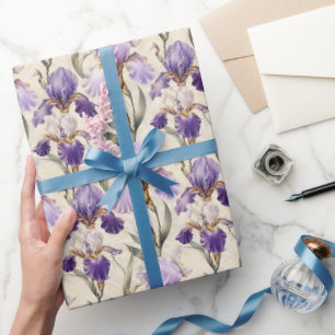 Papier Cadeau Élégantes fleurs d'iris luxueuses équilibrées