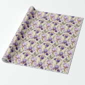Papier Cadeau Élégantes fleurs d'iris luxueuses équilibrées (Déroulé)