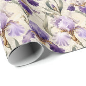 Papier Cadeau Élégantes fleurs d'iris luxueuses équilibrées (Coin rond)