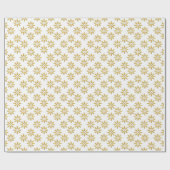Papier Cadeau Élégantes fleurs d'or motif blanc (Plat)