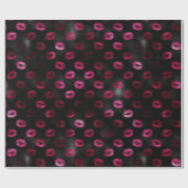 Papier Cadeau Élégantes lèvres à Parties scintillant noire et ro (Plat)