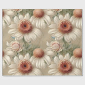 Papier Cadeau Élégantes marguerites florales blanches (Plat)