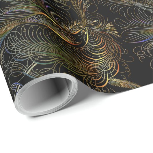 Papier Cadeau Élégantes perdrix colorée (Coin rond)