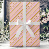 Papier Cadeau Élégantes rayures à huile rose et or