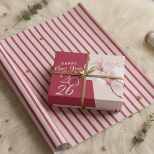 Papier Cadeau Élégantes rayures diagonales rose et bordeaux mode