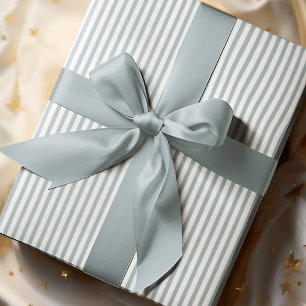 Papier Cadeau Élégantes rayures fines bleu et blanc français