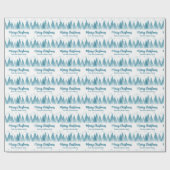 Papier Cadeau Élégants arbres d'hiver personnalisés Bleu Joyeux  (Plat)