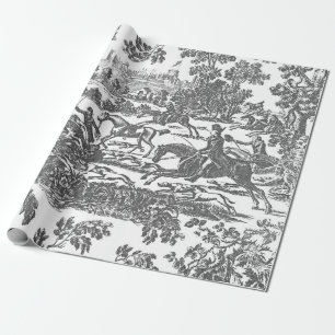 Papier Cadeau Élégants chevaux et chiens de chasse vintage