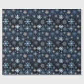 Papier Cadeau Élégants flocons de neige bleu millésimé (Plat)