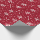 Papier Cadeau Élégants flocons de neige sur Ruby Red (Coin)