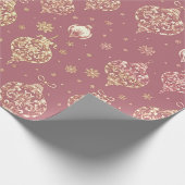 Papier Cadeau Élégants ornements de Noël Rose or (Coin)