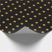 Papier Cadeau Élégants points dorés sur fond noir (Coin)