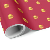 Papier Cadeau Elégants Pois d'or en Bourgogne (Coin rond)