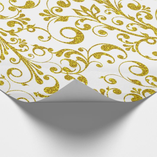 Papier Cadeau Élégants tourbillons en or (Coin)