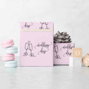 Papier Cadeau Élégants Verres à Champagne Jour de Mariage Rose S