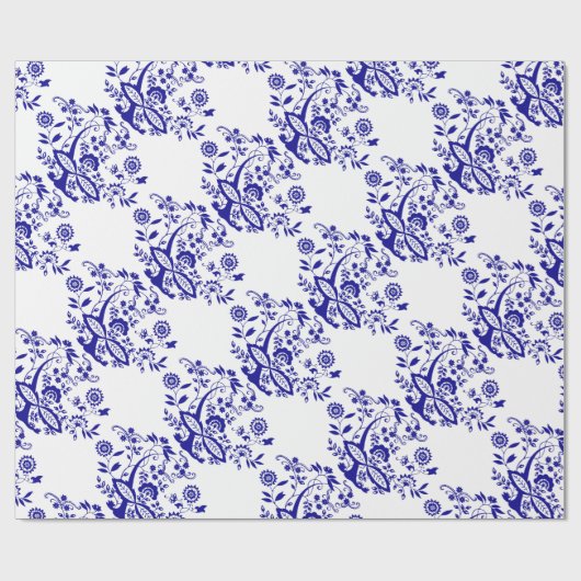 Papier Cadeau Élément bleu de style d'oignon (Plat)