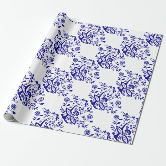 Papier Cadeau Élément bleu de style d'oignon (Déroulé)