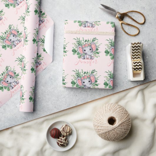 Papier Cadeau Élément de verdure de nom personnalisé Éléphant Fi (Artisanat)
