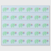 Papier Cadeau Élément équilibriste éléphant vert (Plat)