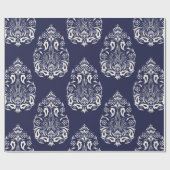Papier Cadeau élément motif transparent damassé bleu (Plat)