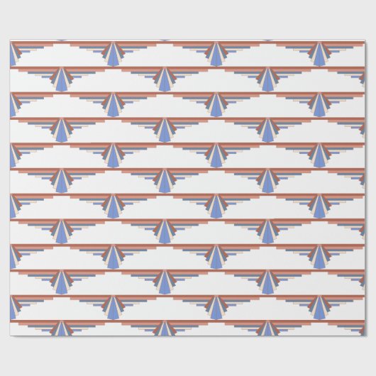 Papier Cadeau Éléments Art déco en or rose & bleu (Plat)