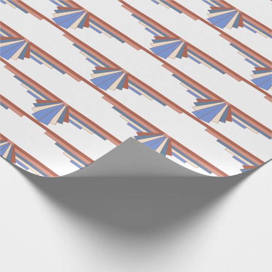 Papier Cadeau Éléments Art déco en or rose & bleu (Coin)