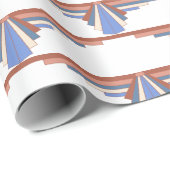 Papier Cadeau Éléments Art déco en or rose & bleu (Coin rond)