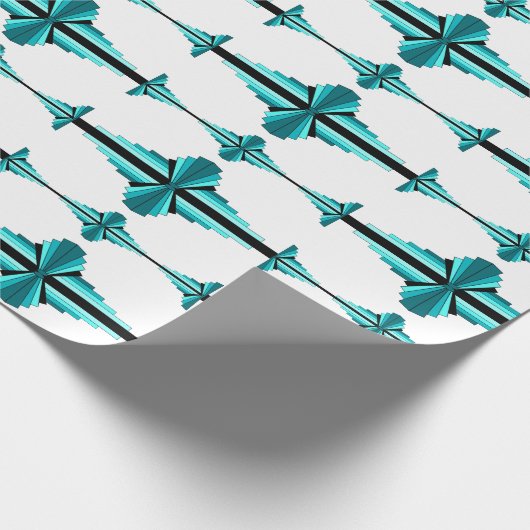 Papier Cadeau Éléments Art déco en vert turquoise (Coin)