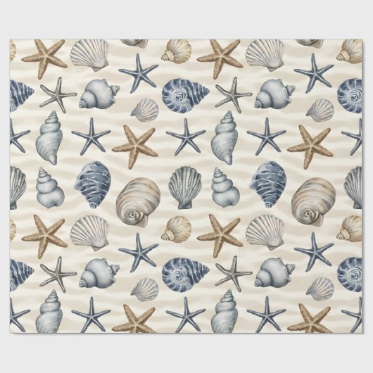 Papier Cadeau Éléments de conception d'étoiles de mer côtières 3 (Plat)