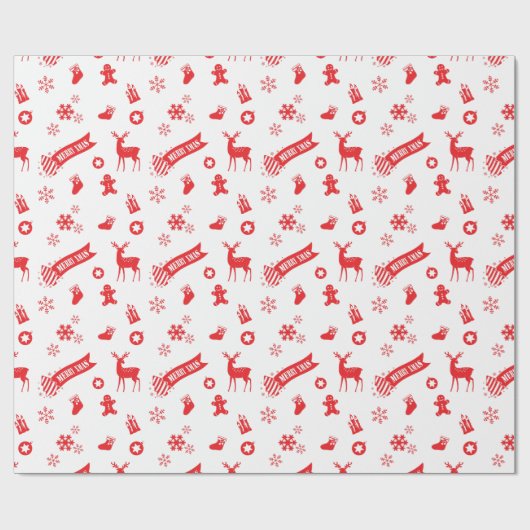 Papier Cadeau Éléments de Noël (Plat)