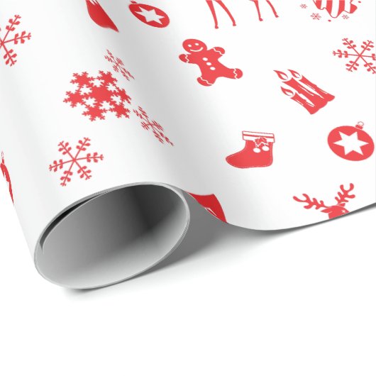 Papier Cadeau Éléments de Noël (Coin rond)
