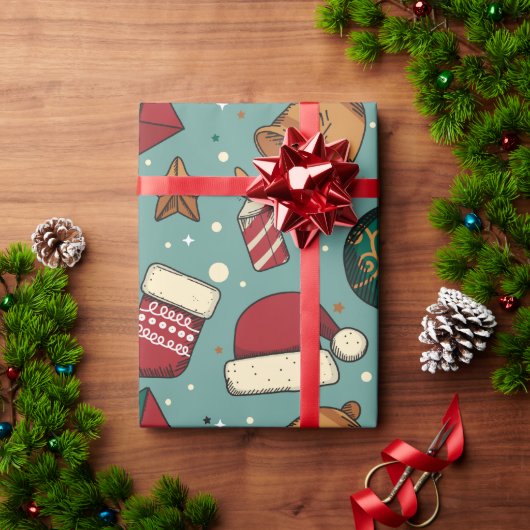 Papier Cadeau Éléments de Noël (Cadeau de vacances)